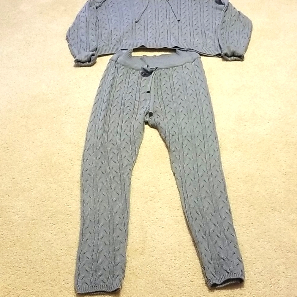 Gray Sweater Pants Set